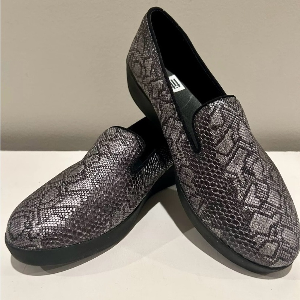Fitflop Gray Audrey Python Print Comfort Loafers … - image 2
